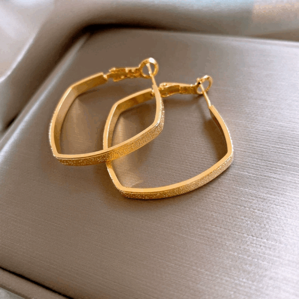 Golden Matte Edge Hoop Earrings