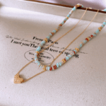 Heart Charm Layered Beaded Bracelet