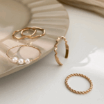 Golden/Sliver Minimalist Stacking Rings Set – 5 Pieces