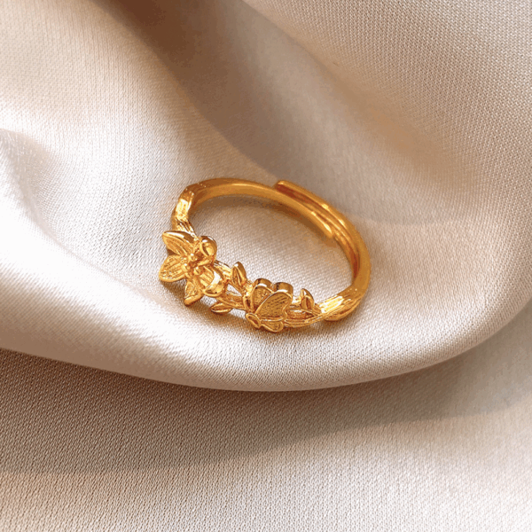 Golden Blossom Vine Ring