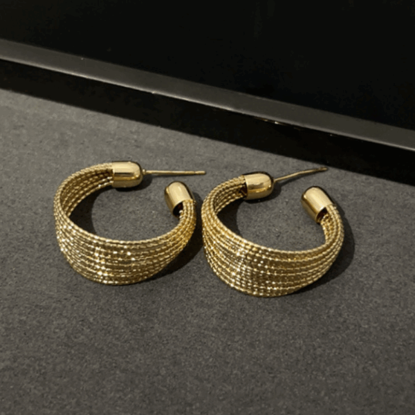 Golden Mesh Hoop Earrings