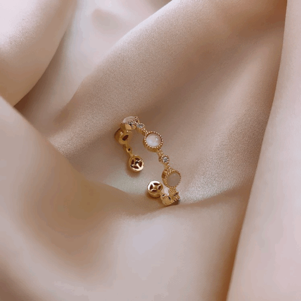 Luna Belle Adjustable Ring – Gold Charm Band