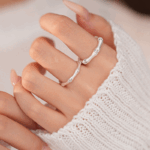 Textured Bamboo Band – Silver Open Ring
