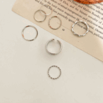 Golden/Sliver Minimalist Stacking Rings Set – 5 Pieces