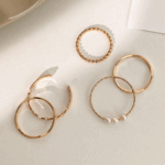 Golden/Sliver Minimalist Stacking Rings Set – 5 Pieces
