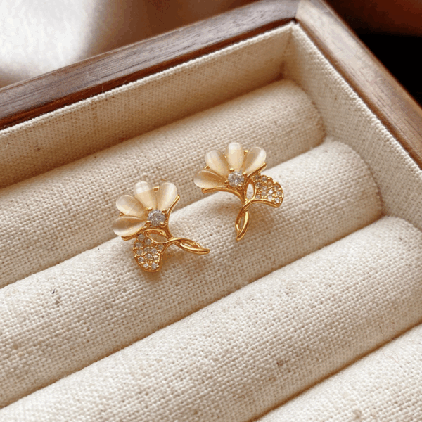 Crystal Bloom Flower Stud Earrings