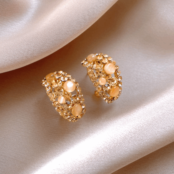 Golden Aurora Crystal Dome Earrings