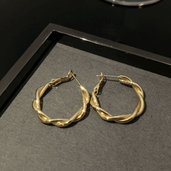 Twisted Elegance Gold Hoop Earrings
