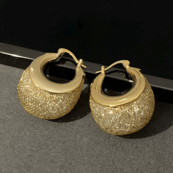 Golden Glam Mesh Hoop Earrings