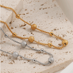 Golden Daisy Chain Bracelet – Titanium Steel with Zircon Petals