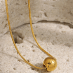 Minimalist Polished Sphere Necklace – Titanium Steel Chain with Bead Pendant