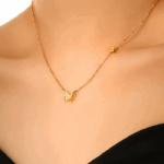 Gold Butterfly Pendant Necklace – Elegant Titanium Steel Chain