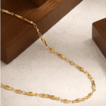 Twisted Link Chain Necklace & Bracelet Set – Gold Titanium Steel