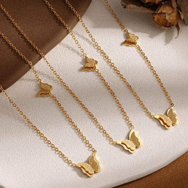 Gold Butterfly Pendant Necklace – Elegant Titanium Steel Chain