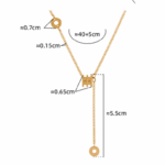 Geometric Gold-Plated Lariat Necklace – Titanium Steel & Pearl Accent