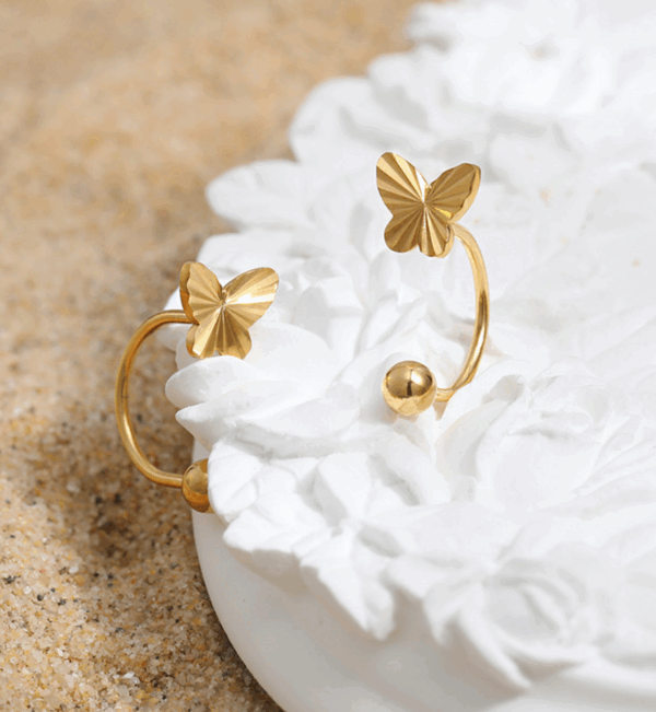 679124636865ec2d8c4887a5a8988e8 Gold Butterfly Wrap Earrings – Titanium Steel Minimalist Design