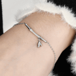 Bar Pendant Necklace & Bracelet Set – Minimalist Titanium Steel with Drop Detail