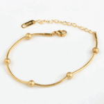 Gold-Plated Stainless Steel Bead Bracelet – Minimalist Chain with Adjustable Fit