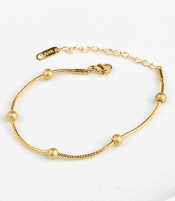 733756e40a5d7b4711a953fb5ddfbda Gold-Plated Stainless Steel Bead Bracelet – Minimalist Chain with Adjustable Fit