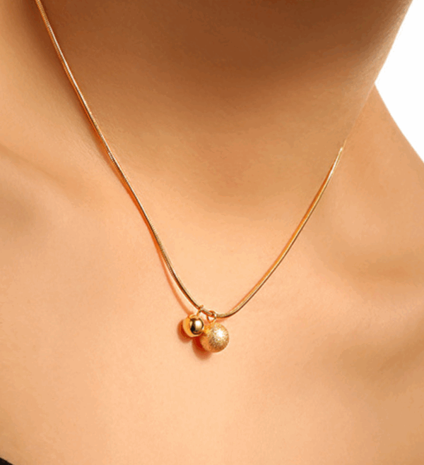 Double Ball Pendant Necklace – Brushed & Polished Titanium Steel