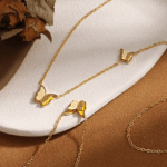 Gold Butterfly Pendant Necklace – Elegant Titanium Steel Chain