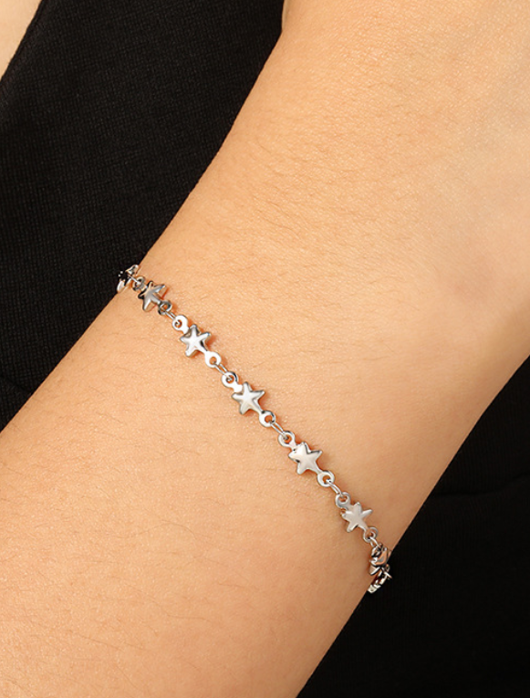 8b0c8973ddb8d18999f1d0163786682 Mini Star Charm Necklace & Bracelet Set – Polished Titanium Steel