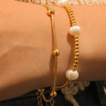 Titanium Steel Snake Chain Bracelet with Polished Beads – Adjustable Fit
