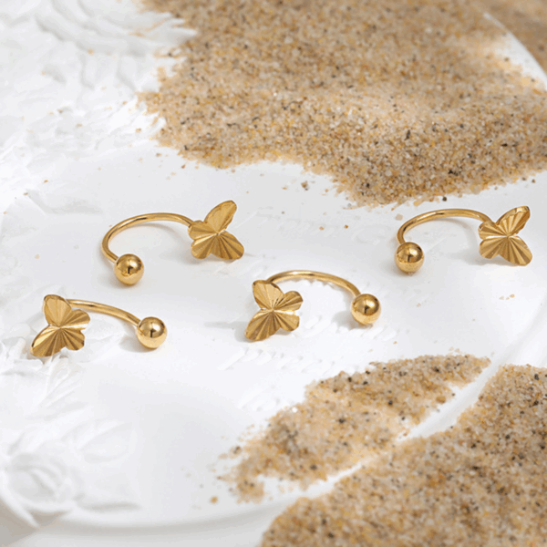Gold Butterfly Wrap Earrings – Titanium Steel Minimalist Design