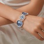 Vintage Rose Hollow Bangle – Hand-Painted Adjustable Floral Bracelet