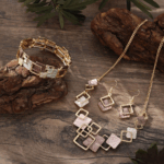 Hand-Painted Geometric Jewelry Set – Necklace, Bracelet & Earrings
