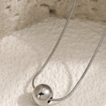 Minimalist Polished Sphere Necklace – Titanium Steel Chain with Bead Pendant