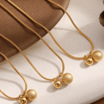 Double Ball Pendant Necklace – Brushed & Polished Titanium Steel
