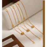 Geometric Gold-Plated Lariat Necklace – Titanium Steel & Pearl Accent