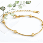 Gold-Plated Stainless Steel Bead Bracelet – Minimalist Chain with Adjustable Fit